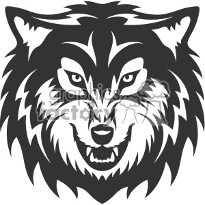Wolf growling head vector art clipart