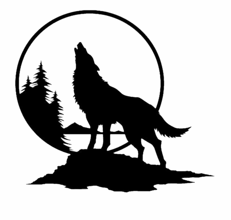 wolf clipart moon