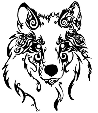 Tribal wolf clipart.