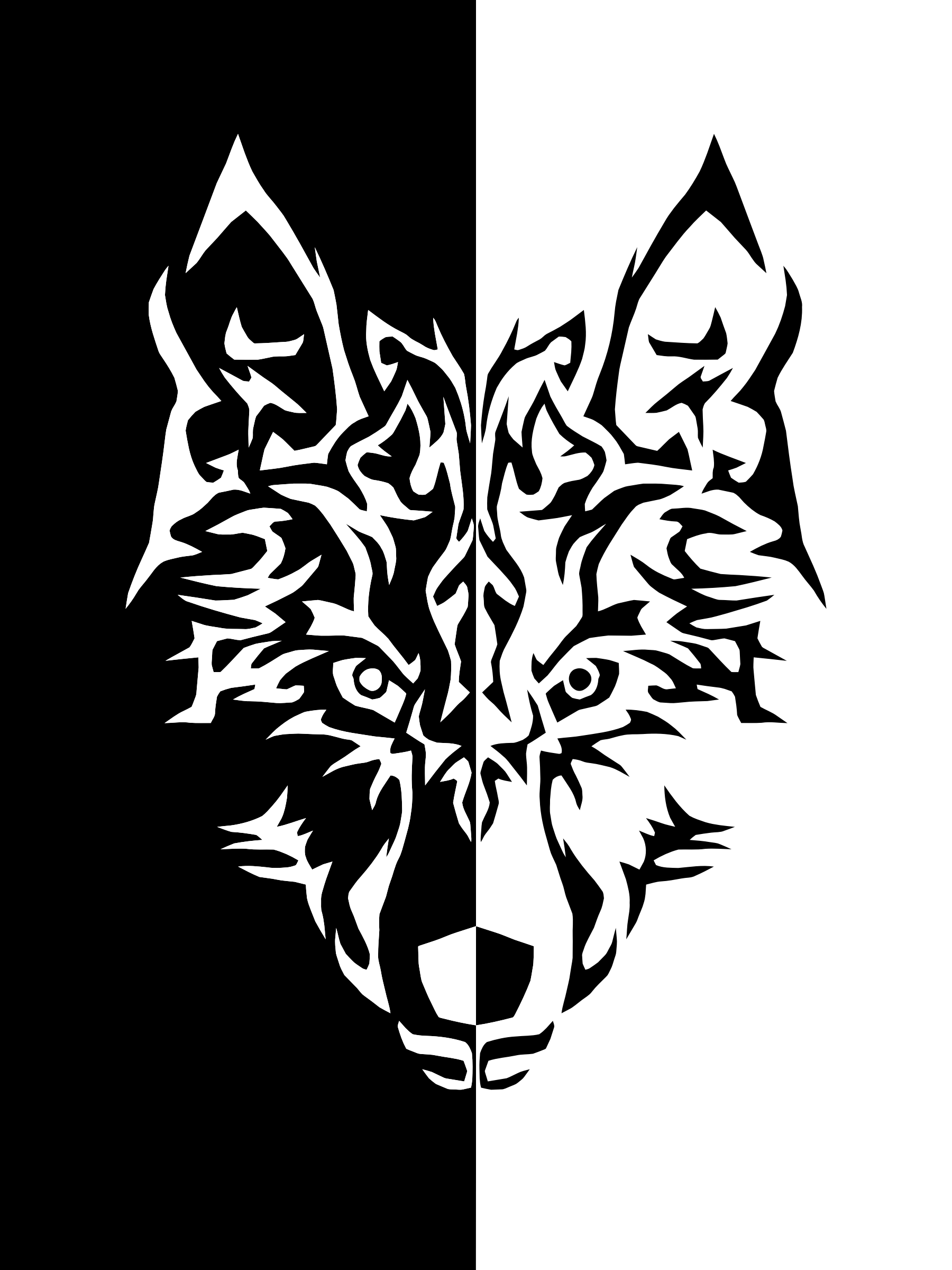Tribal wolf clipart black and white