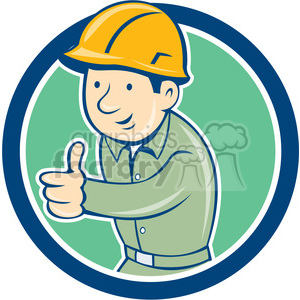 Builder construction worker thumbs up CIRC clipart