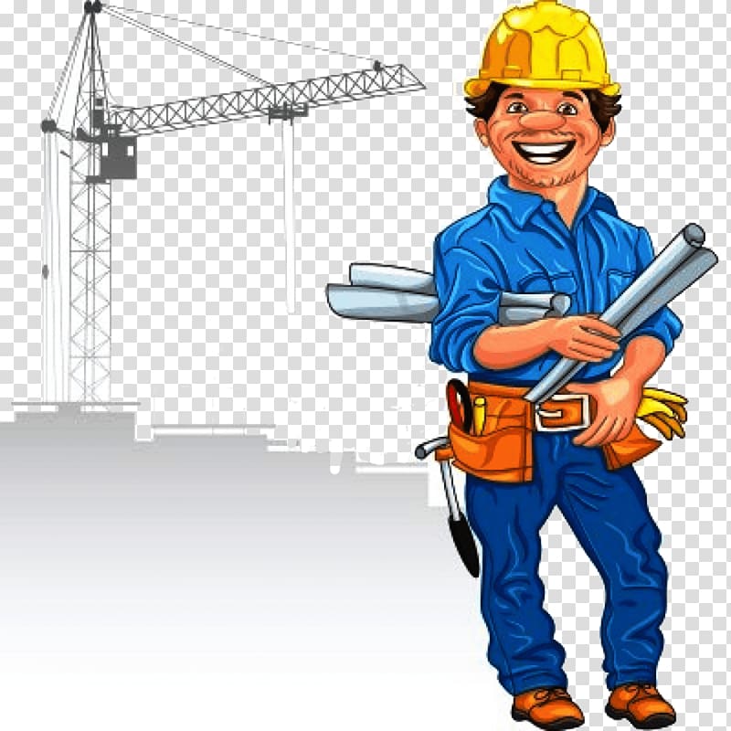 Cartoon Construction worker , engineer transparent