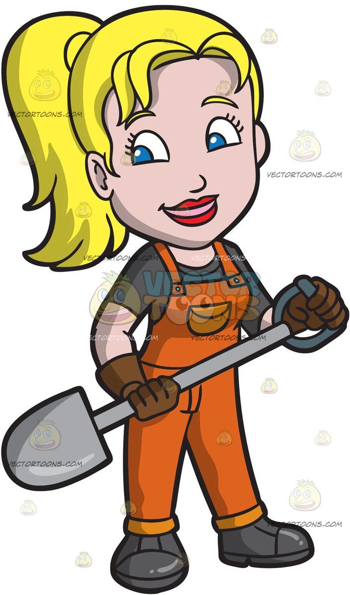 A Female Construction Worker Holding A Shovel