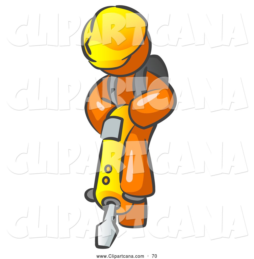 Vector Clip Art of a Shiny Orange Construction Worker Man