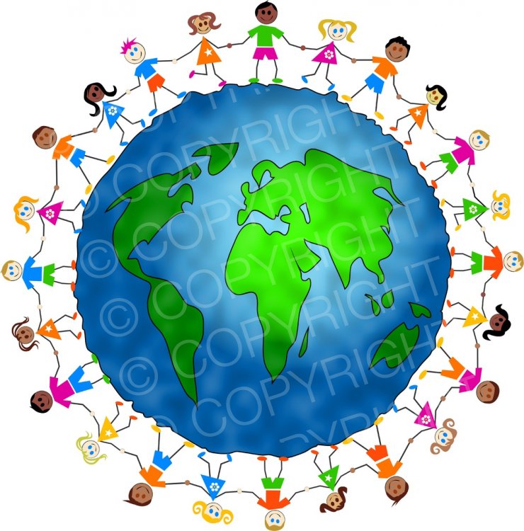 World Globe Happy Children Clipart Illustration