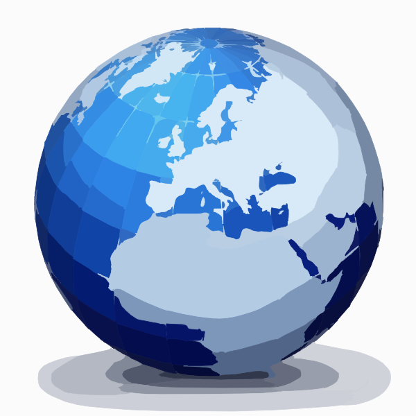 World globe logo.