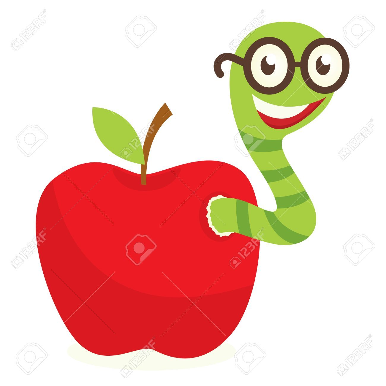 Apple with worm clipart
