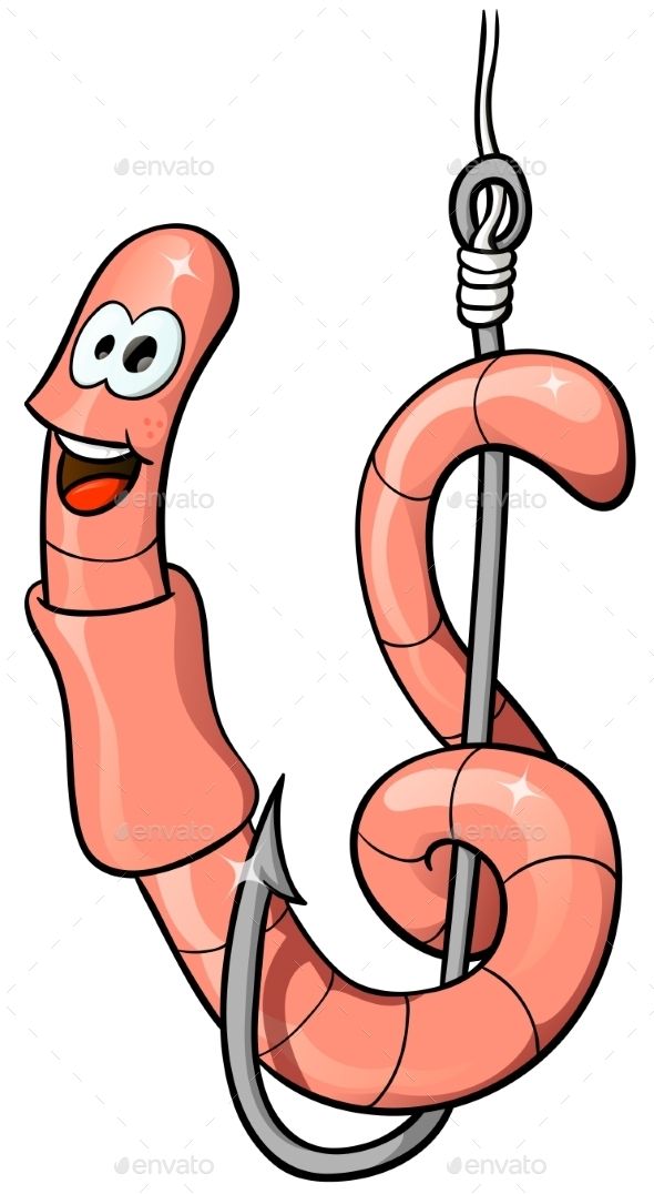 Cartoon worm hook.