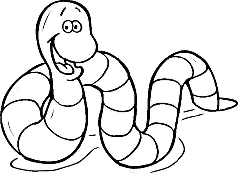 Cartoon earthworm coloring.