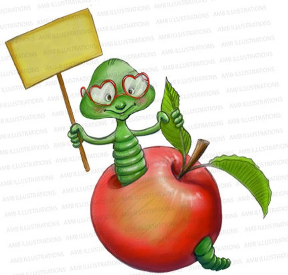 School clipart, apple clipart, thank you clipart, worm