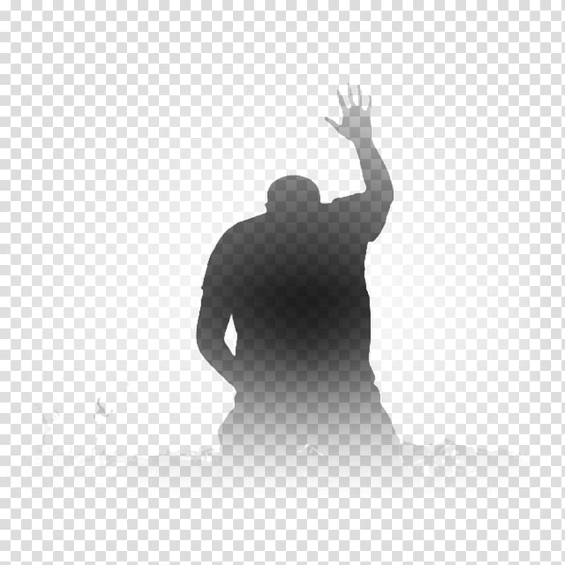 Silhouette of person raising right hand illustration, Prayer