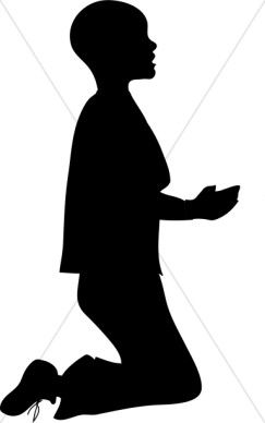 Boy kneeling silhouette.