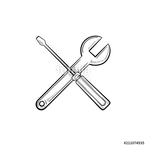 Repair tools hand drawn outline doodle icon