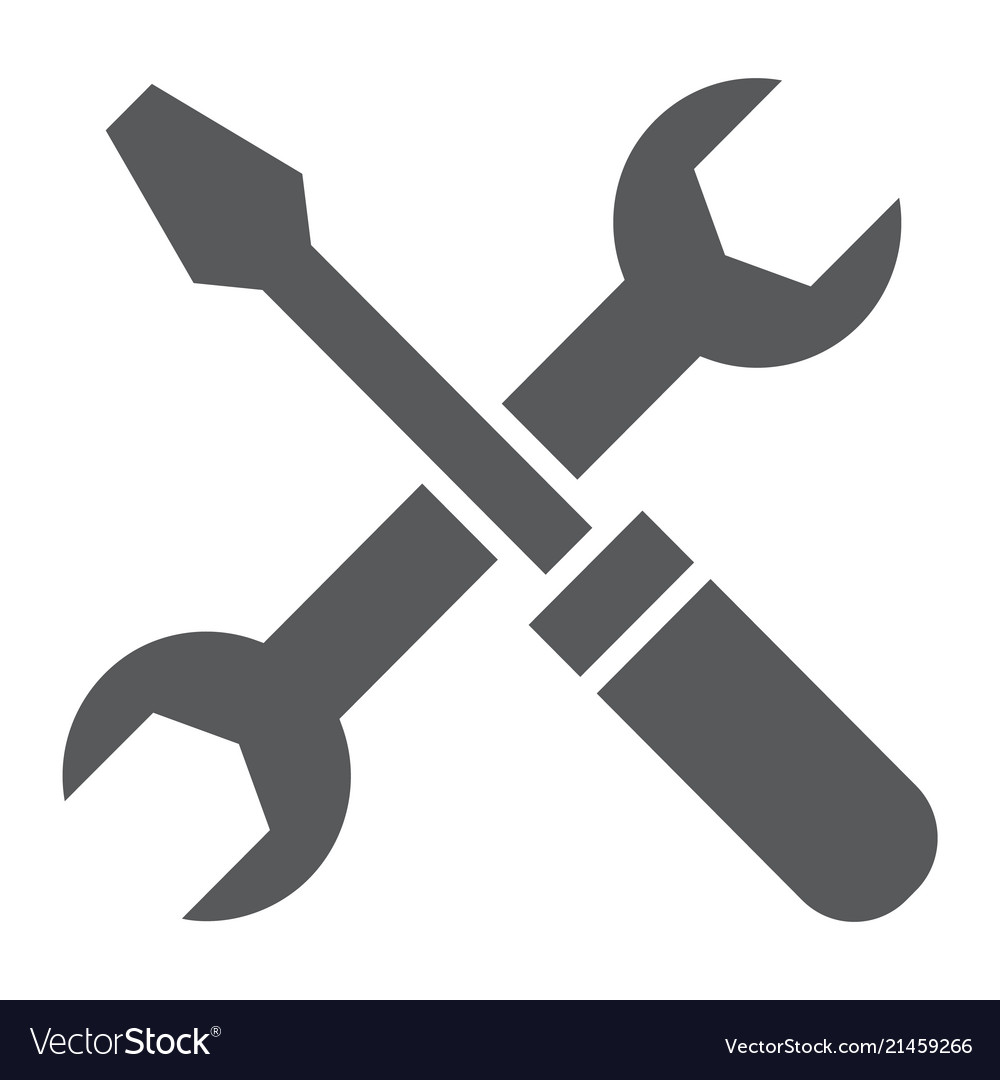 Screwdriver and wrench glyph icon settings repair