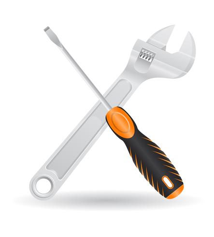 Tools screwdriver and screw wrench icons vector illustration