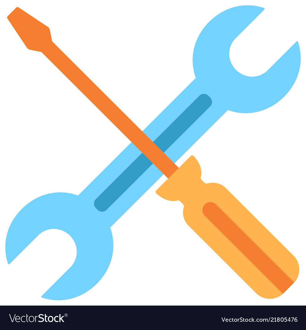 Wrench screwdriver flat icon