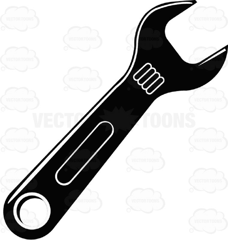 Wrench clipart black.