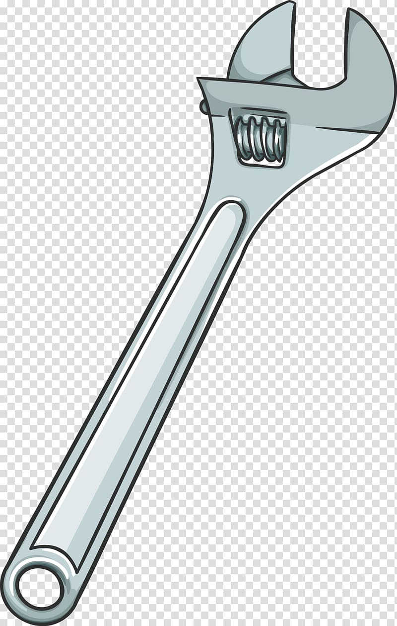 Gray combination wrench illustration, Adjustable spanner