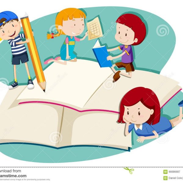 Children Writing And Reading Stock Vector