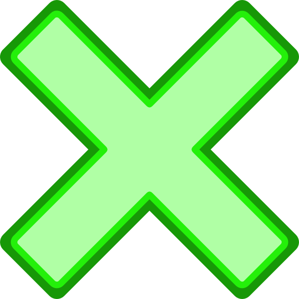 Green cross mark.