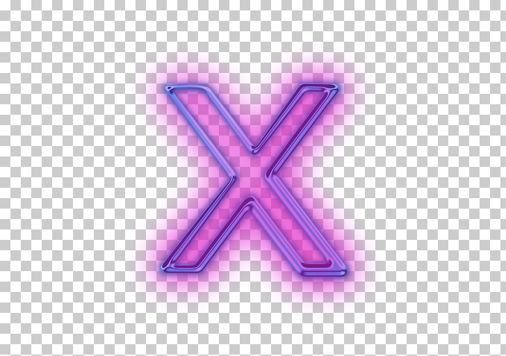 Neon Letter Alphabet, X Alphabet , purple X illustration PNG
