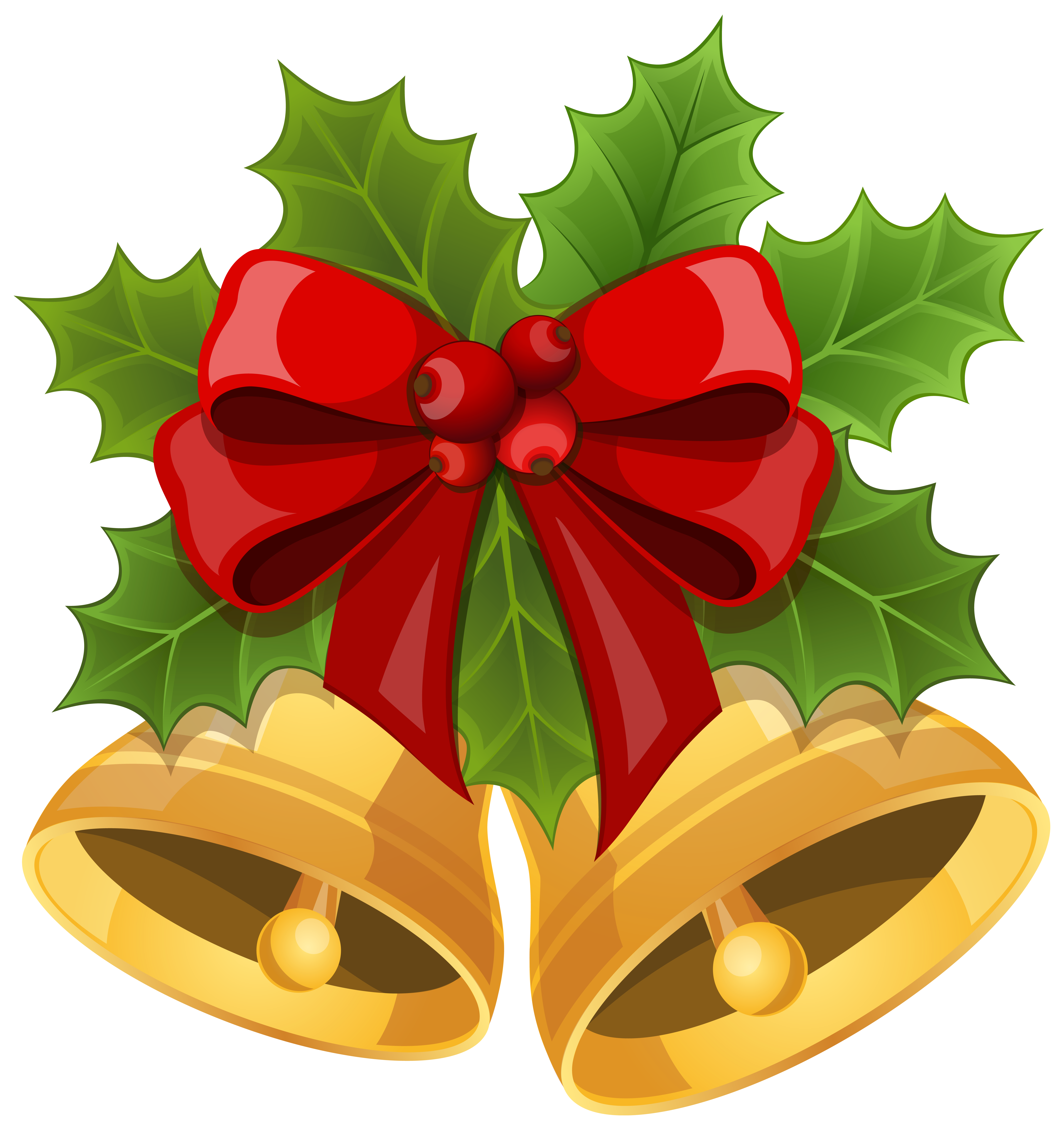 Christmas Bells with Bow PNG Clipart Image