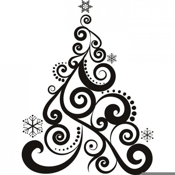 Black And White Christmas Tree Clipart