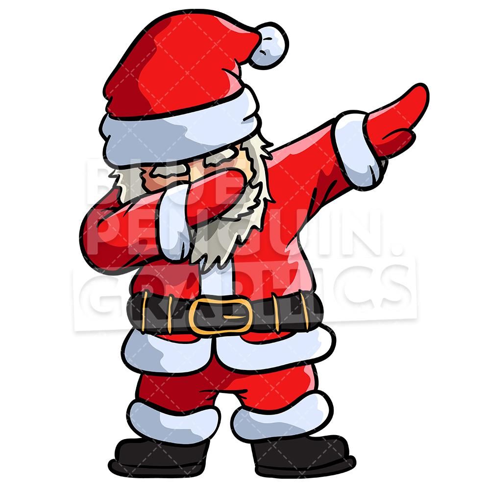 Santa Dabbing Christmas Vector Cartoon Clipart Illustration