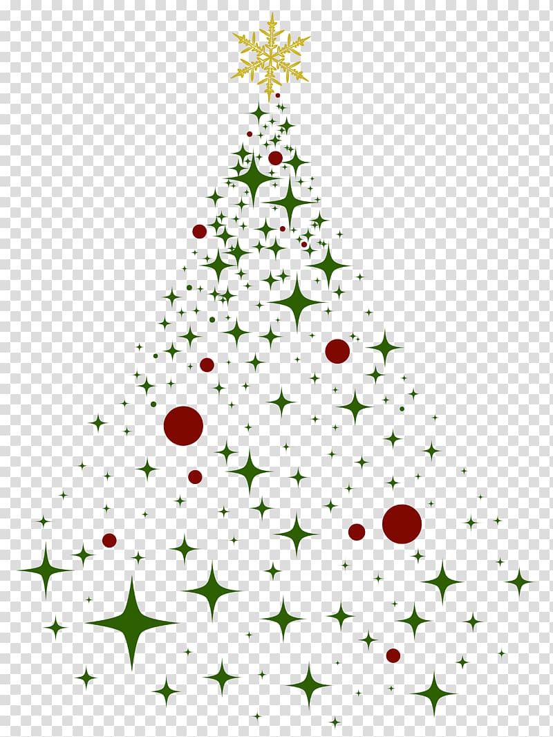 Green and yellow star illustration, Christmas tree Christmas