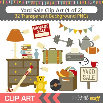 Yard Sale Clipart, Garage Sale Clip Art Set