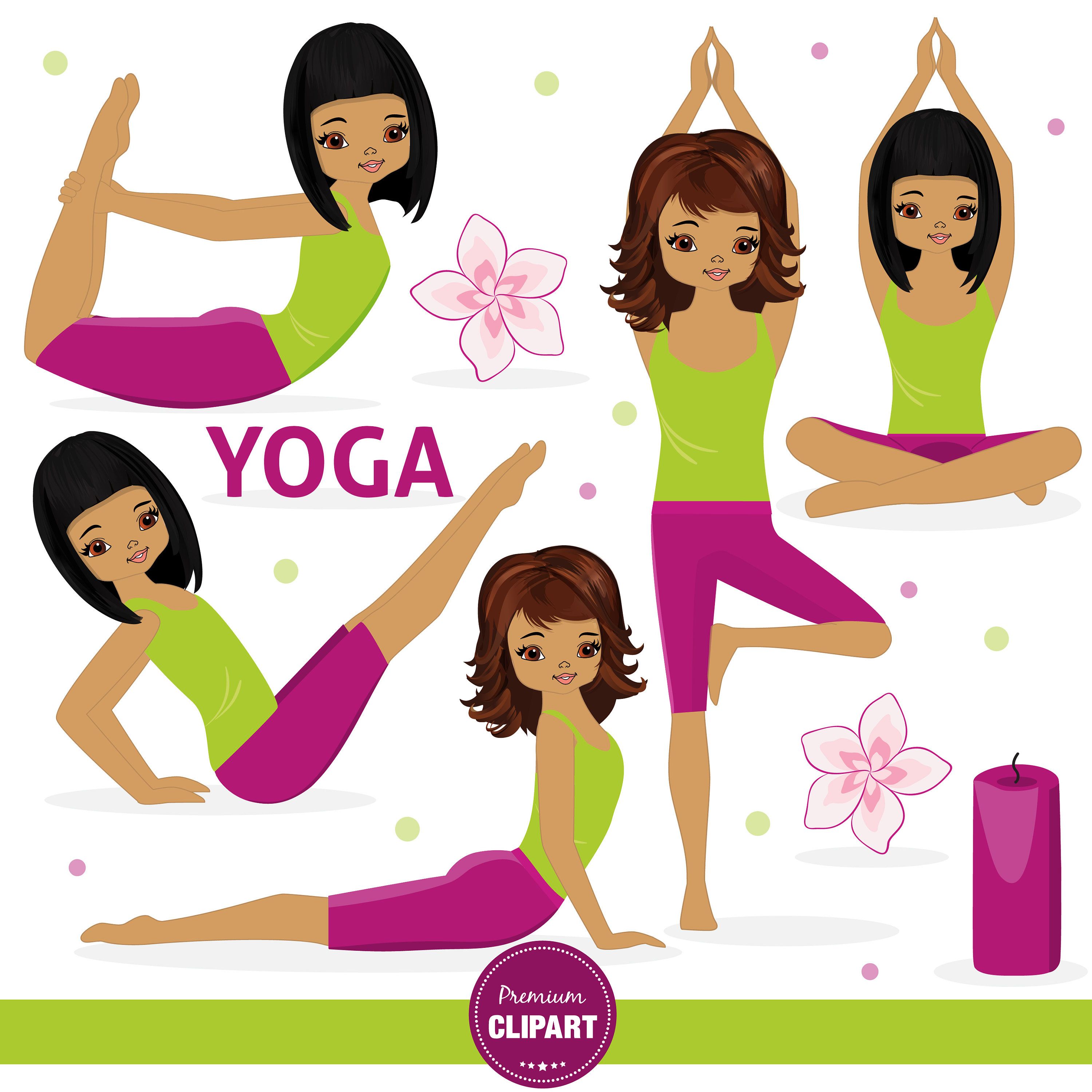 African American Yoga clipart, Yoga images, Girl clipart