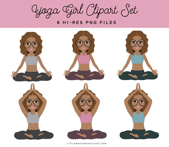 Yoga Girl Clipart, Black, African American Yoga Fitness
