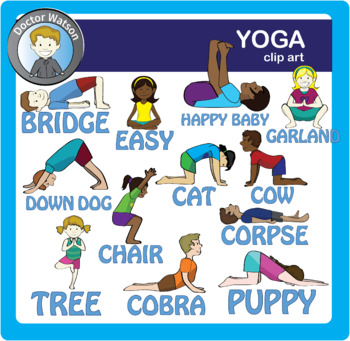 Yoga Poses Clipart Labeled and Unlabeled