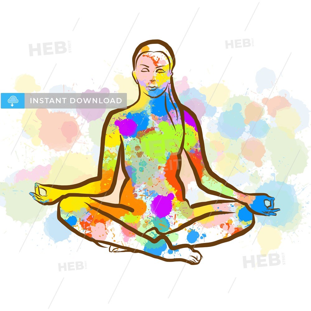 Colorful Siddhasana Yoga Pose
