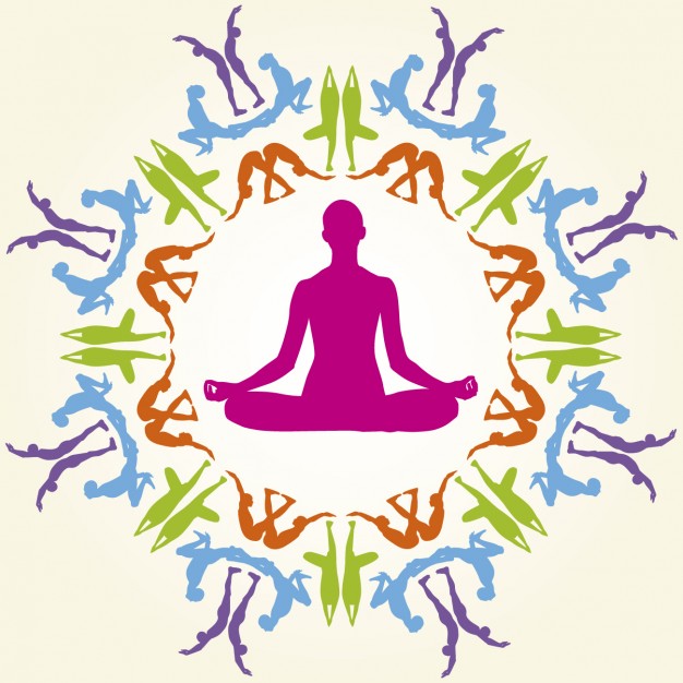 yoga poses clipart colorful