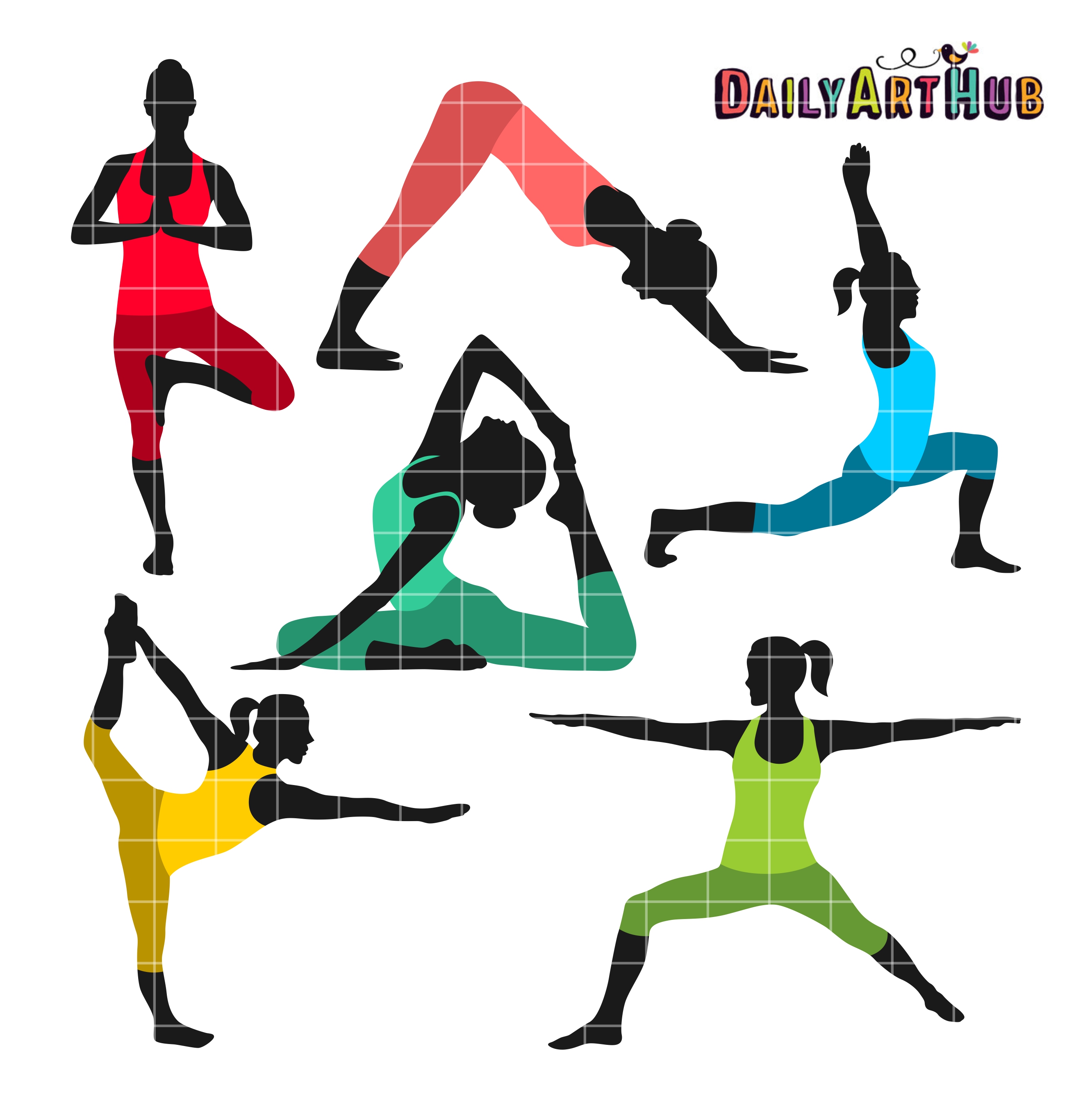 Yoga Poses Clip Art Set