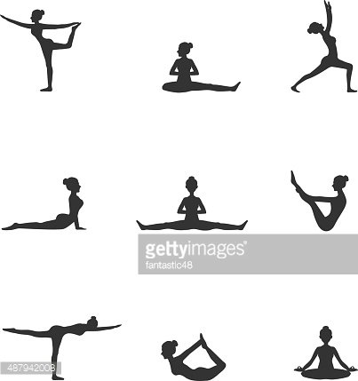 9 vector yoga pose silhouettes Clipart Image