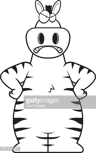 Cartoon zebra angry.