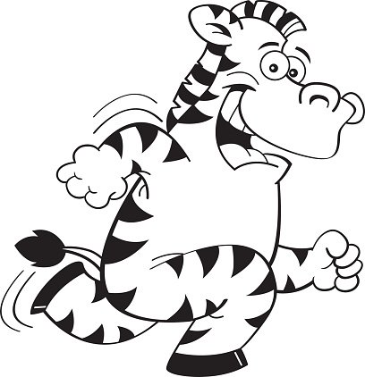 Cartoon zebra running.