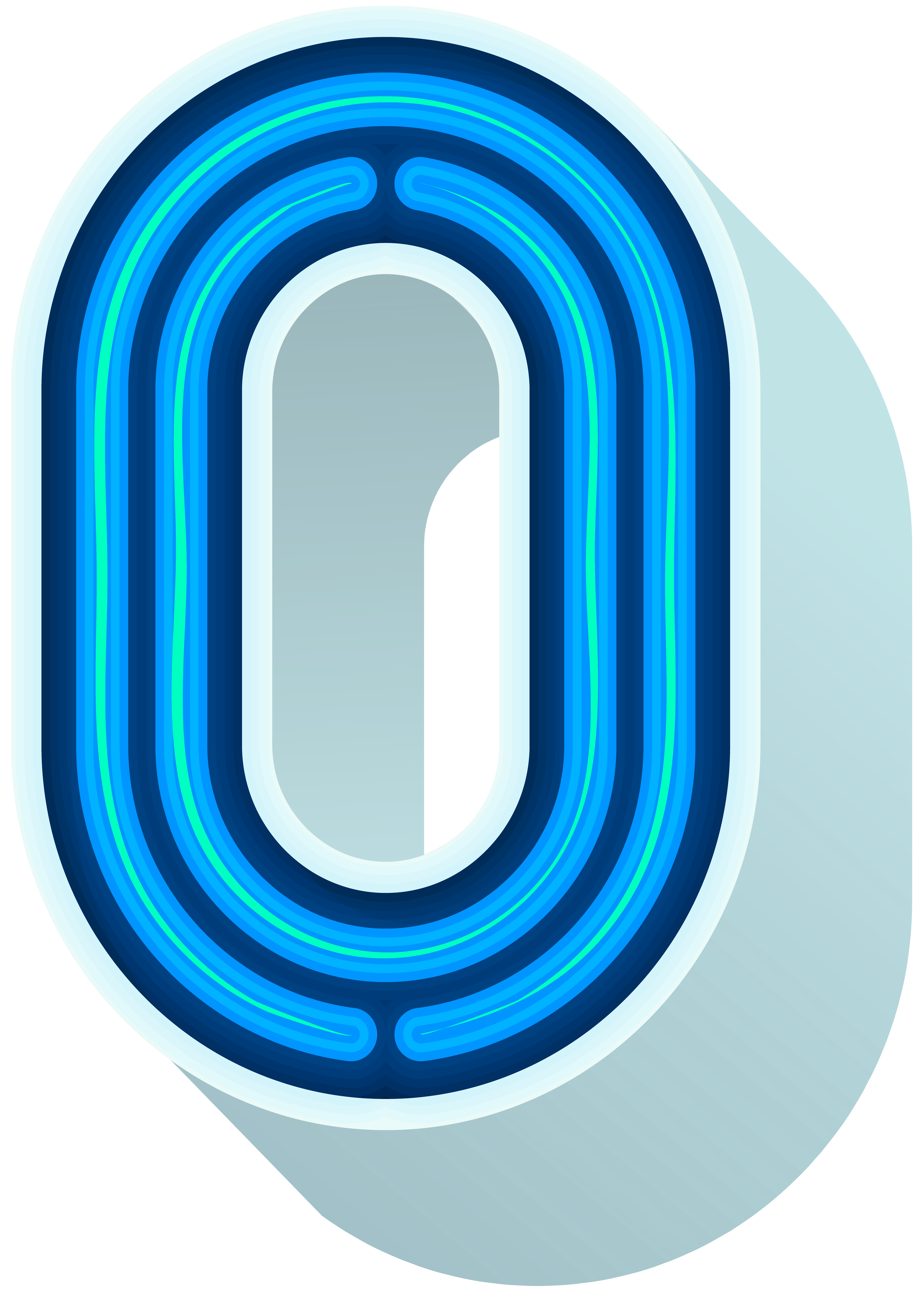Number Zero Neon Blue PNG Clip Art Image