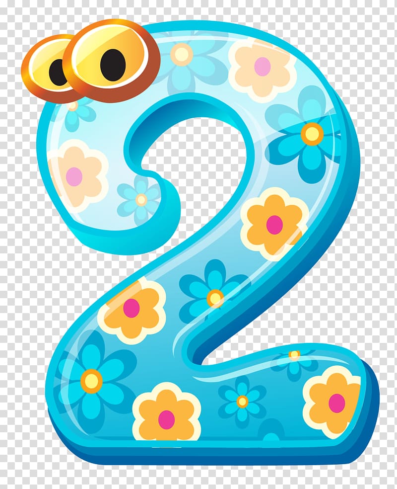 Number , Cute Number Two , yellow and blue