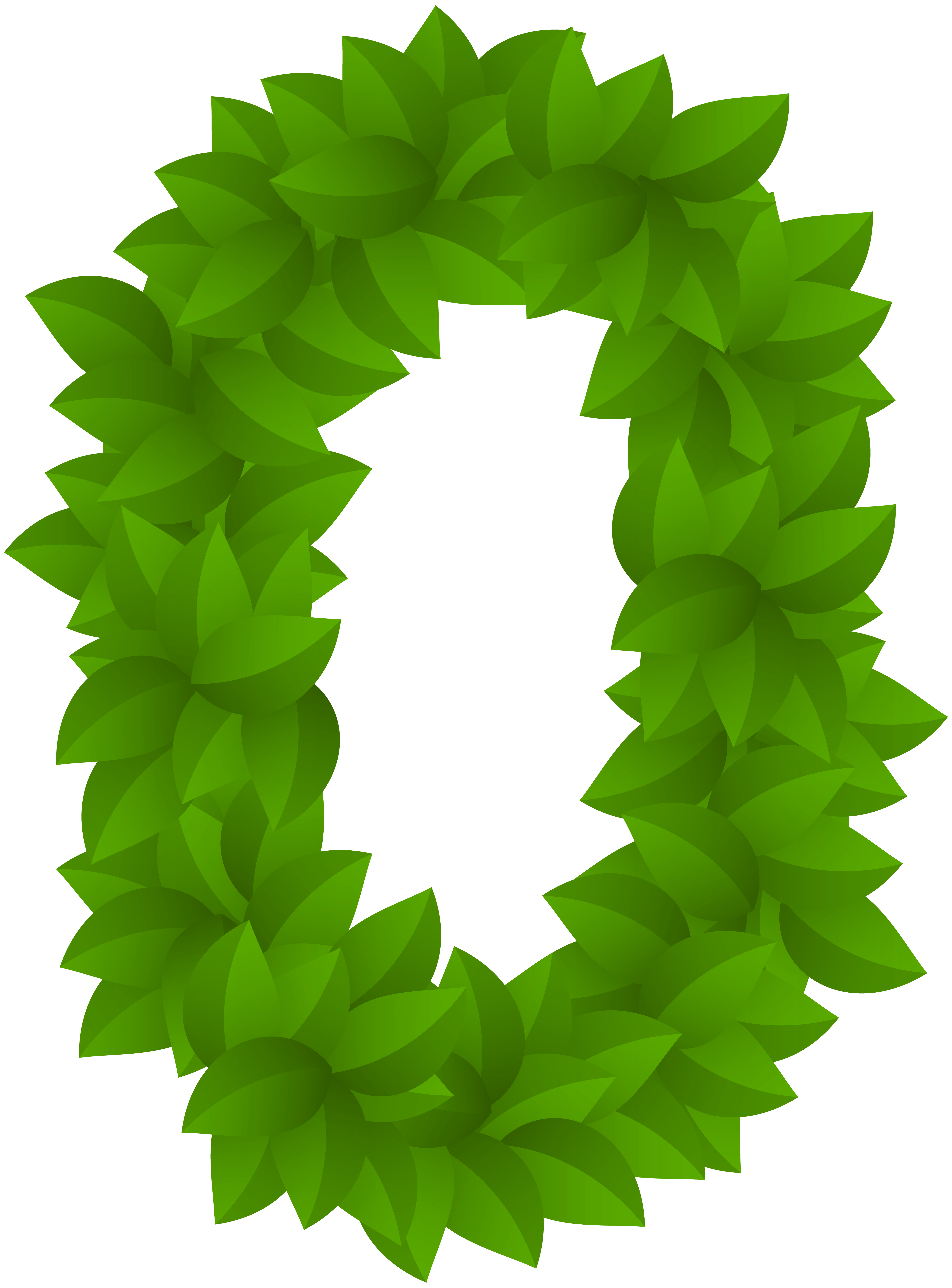 Leaf Number Zero Green PNG Clip Art Image