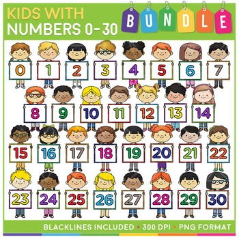 Kids with Numbers Clip Art MEGA Bundle