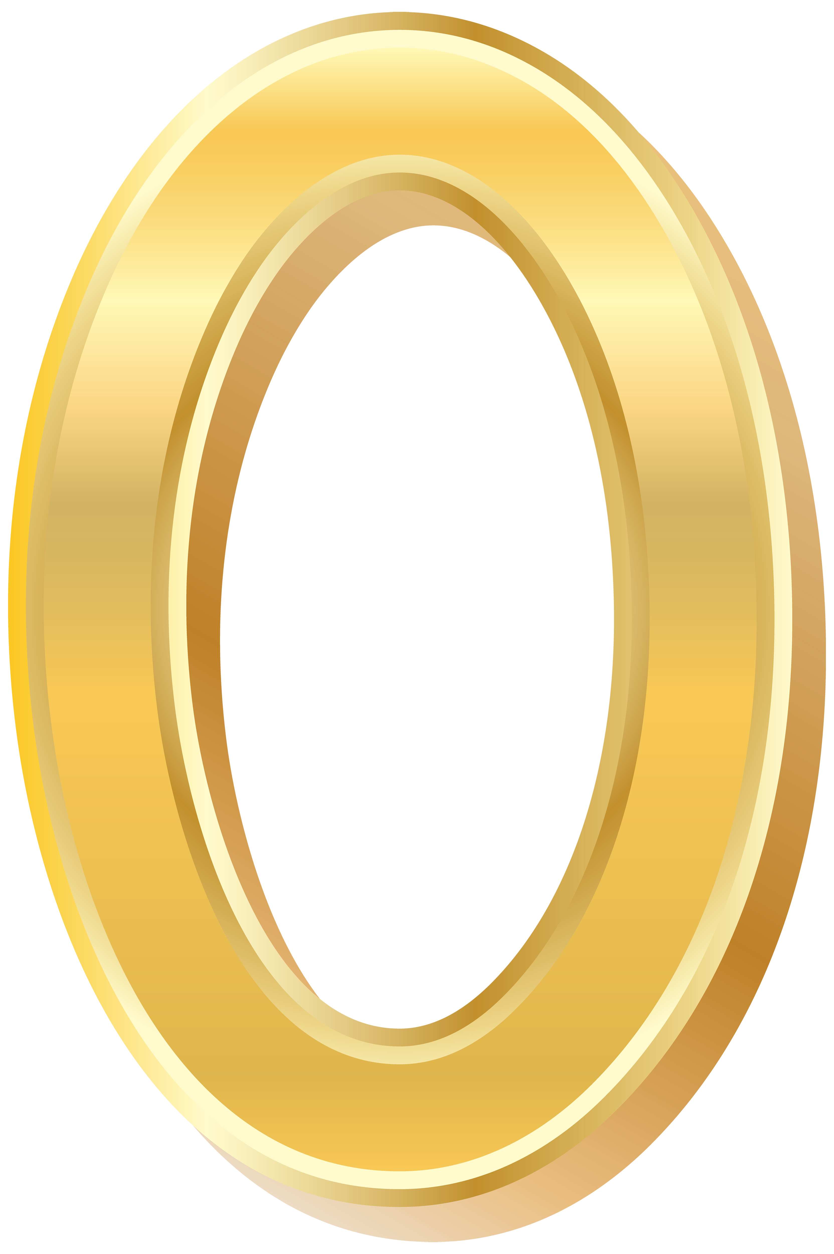 Gold Style Number Zero PNG Clip Art Image