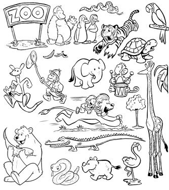 Zoo Animals Clipart Black And White Zoo animals clipart