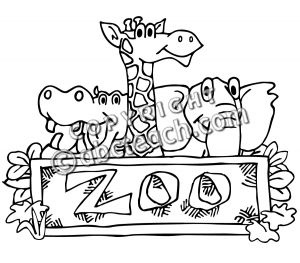 zoo clipart black and white
