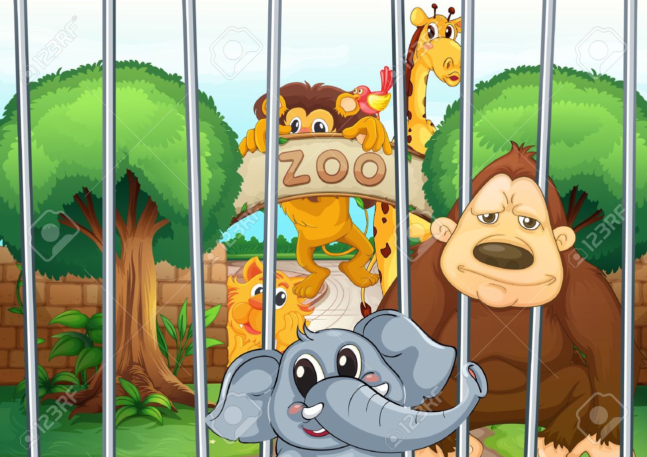Zoo cartoon illustration.
