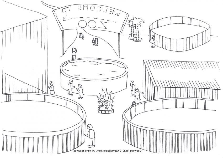 Empty Zoo Cage Coloring Page