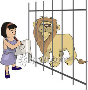 Royalty Free Clipart Picture of a Lion in a Zoo