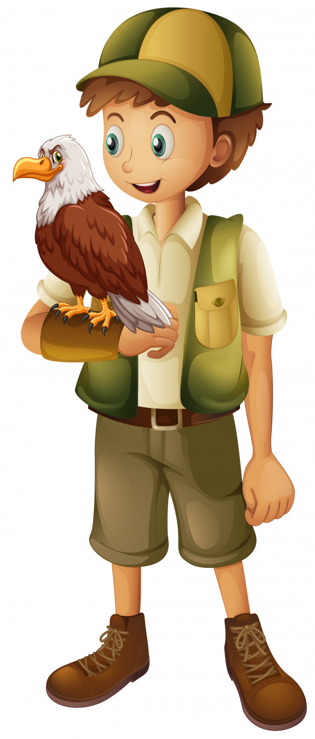A zoo keeper with eagle Vector
